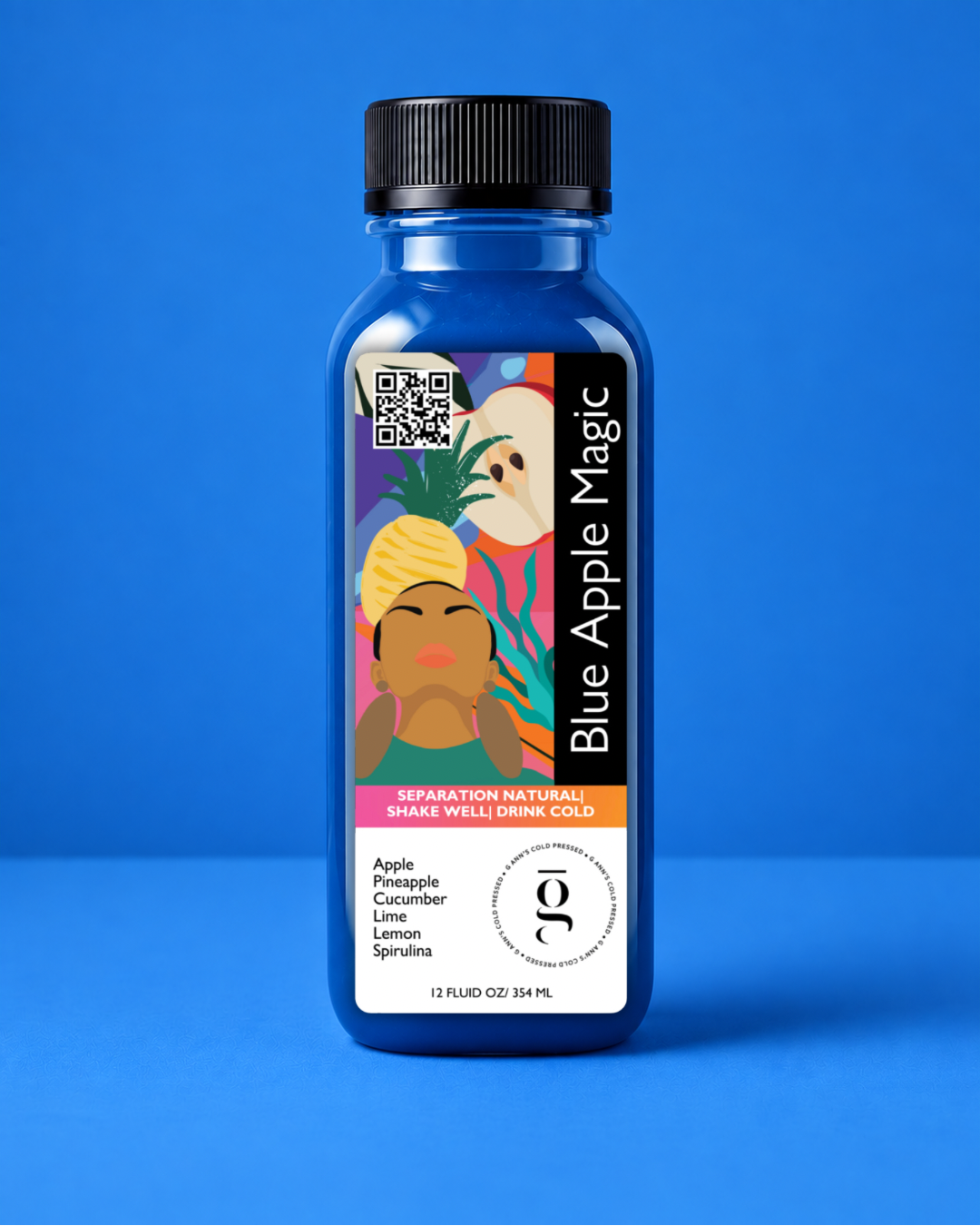 Blue Apple Magic- Cold Pressed Juice for Detox, Energy, and Gut Support (12oz)
