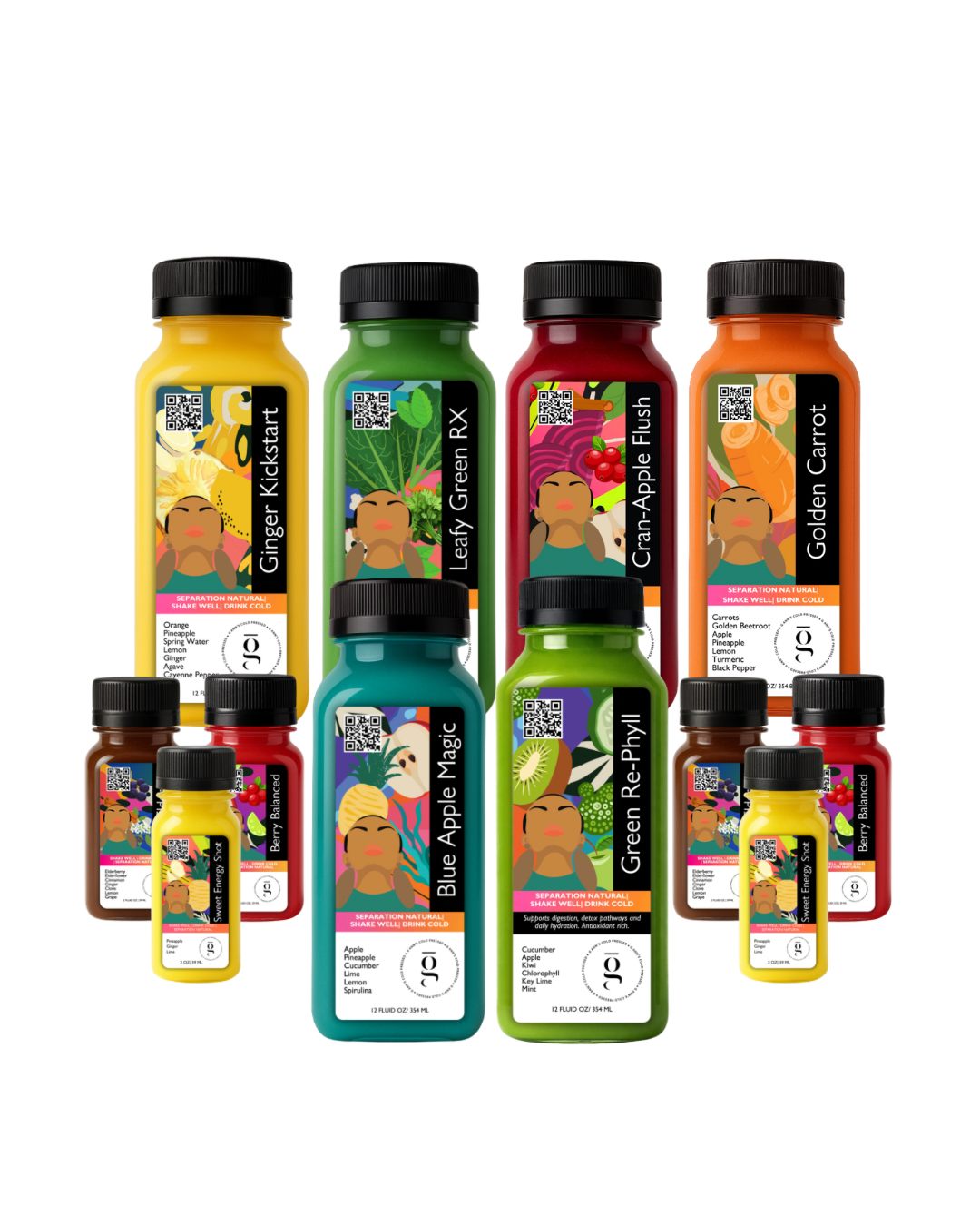 Aligned Maintenance juice and shot subscription featuring green juices and functional wellness shots