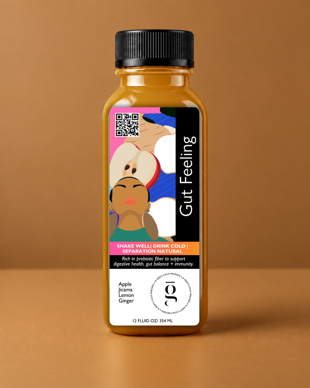 Gut Feeling- Jicama, Apple, Lemon and Ginger| Cold Pressed Juice for Hydration, Digestion and Gut Health (12oz)