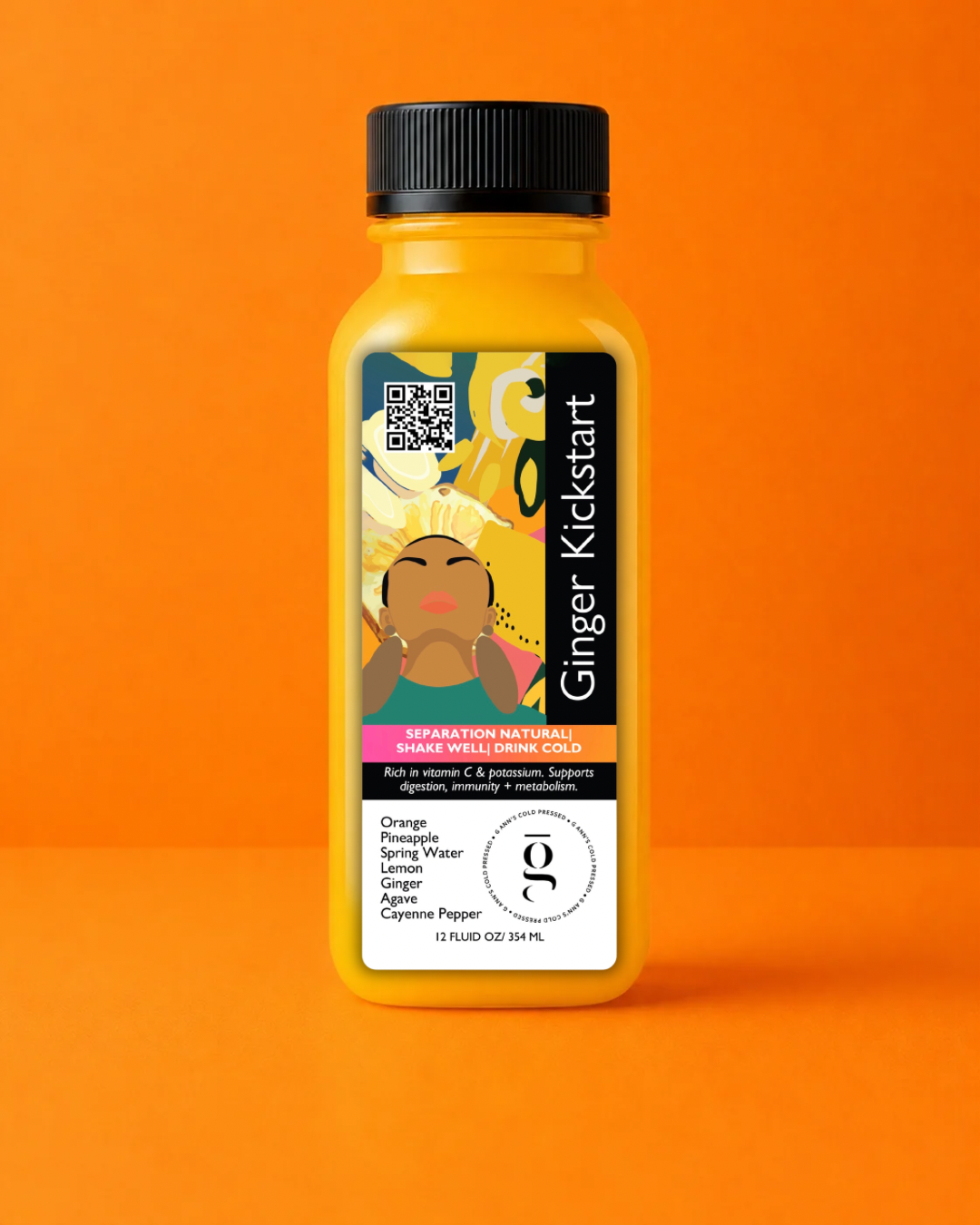 Ginger kickstart raw cold pressed juice made for digestion