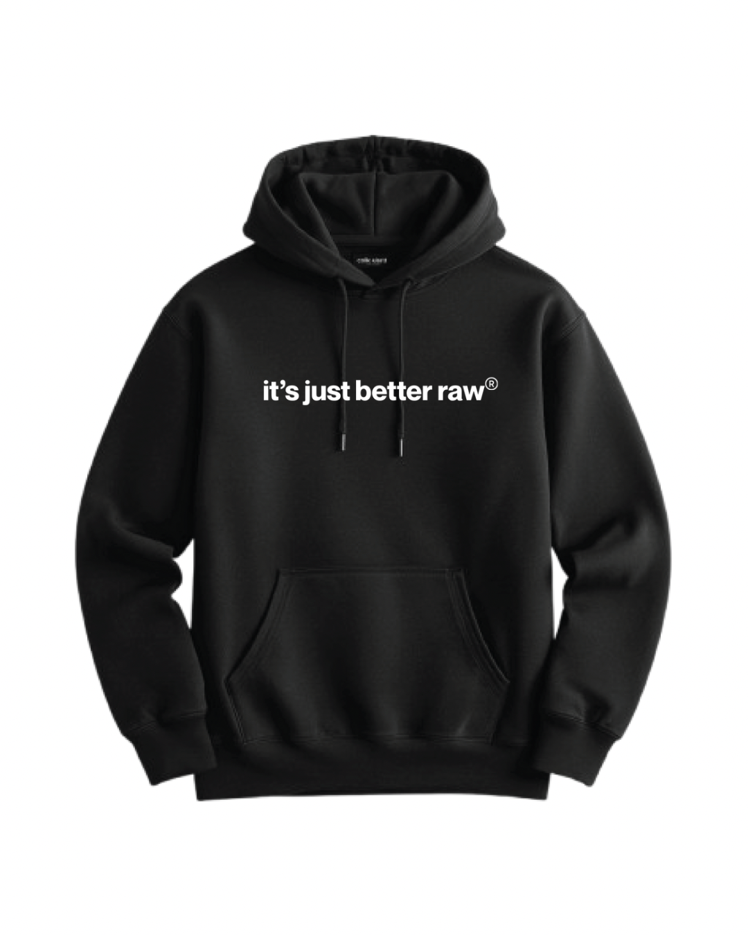 ”It’s Just Better Raw®️ black hoodie with embroidered logo by G Ann’s Cold Pressed”