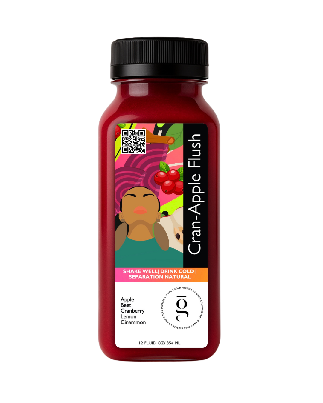 Cran-Apple Flush | Cold Pressed Beet, Cranberry, and Apple Juice for Heart Health, Detox and Daily Reset (12oz)